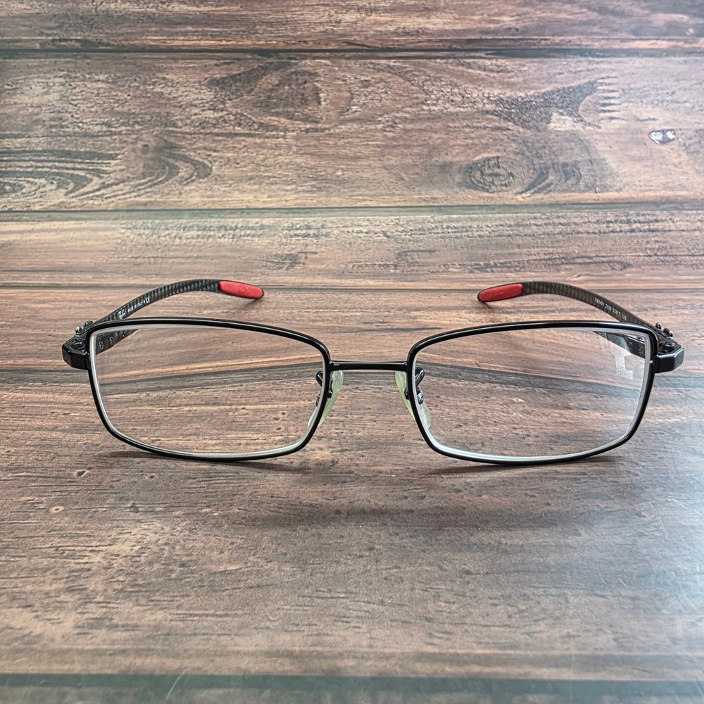 Ray-Ban RB8401 2509 Black Carbon Fiber Rectangular Eyeglasses 53-17-140 Italy